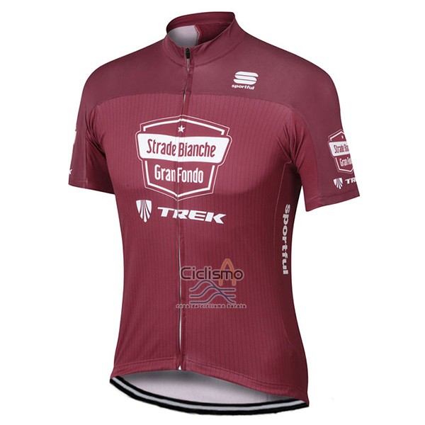Strade Ropa Ciclismo Culotte Corto 2017 Mangas Cortas Bianche Trek Rojo